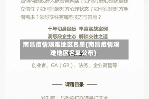 南昌疫情艰难地区名单(南昌疫情艰难地区名单公布)