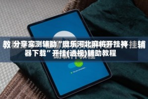 分享实测辅助“微乐河北麻将开挂神器下载”开挂(透视)辅助教程