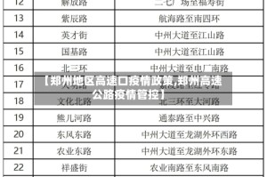 【郑州地区高速口疫情政策,郑州高速公路疫情管控】