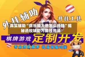 真实辅助“微乐锄大地怎么开挂”揭秘透视辅助万能挂用法