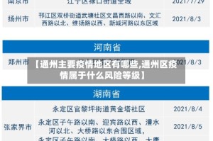 【通州主要疫情地区有哪些,通州区疫情属于什么风险等级】