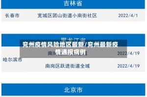 兖州疫情风险地区最新/兖州最新疫情通报病例