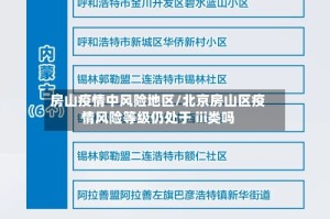 房山疫情中风险地区/北京房山区疫情风险等级仍处于 iii类吗