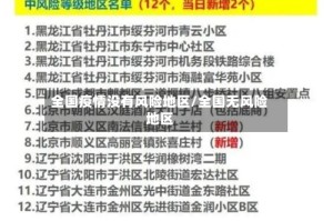全国疫情没有风险地区/全国无风险地区