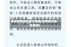 重点疫情地区登记表格(疫情重点地区查询)