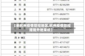 【来杭州疫情管控地区,杭州疫情防控措施外地来杭】