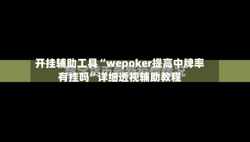 开挂辅助工具“wepoker提高中牌率有挂吗”详细透视辅助教程-第1张图片